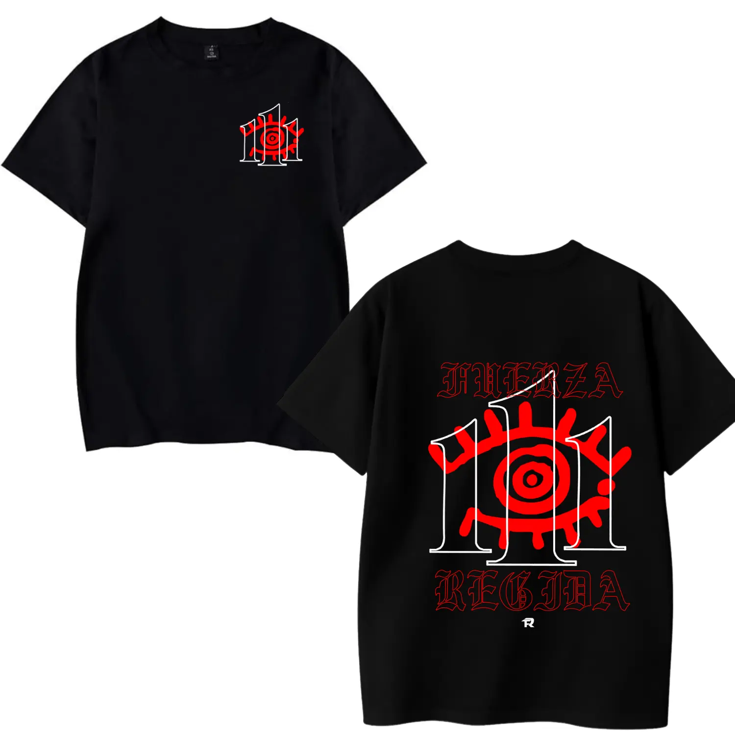 Dual Sided Fuerza Regida 111 Red Eye Bold Graphic Tee Back to School Regional Mexican Music Fan Gift Soft Cotton Unisex Crew Neck Short Sleeve Concert Streetwear T-Shirt
