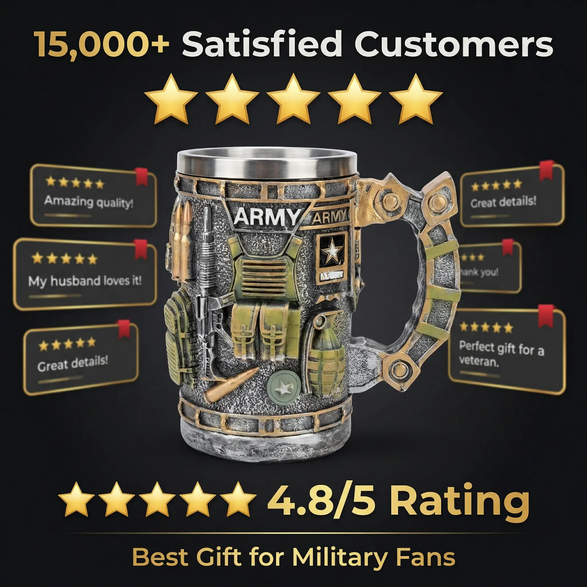 Army Inspired Military 3D Mug actical Gear Design Collectible