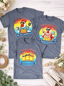 T-SHIRT  FAMILIAR POLLITOS - COTTON T-SHIRTS for Dad Mom & Kids Vibrant Designs Perfect for Family Photos & Special Gifts - Clothes, Womenswear