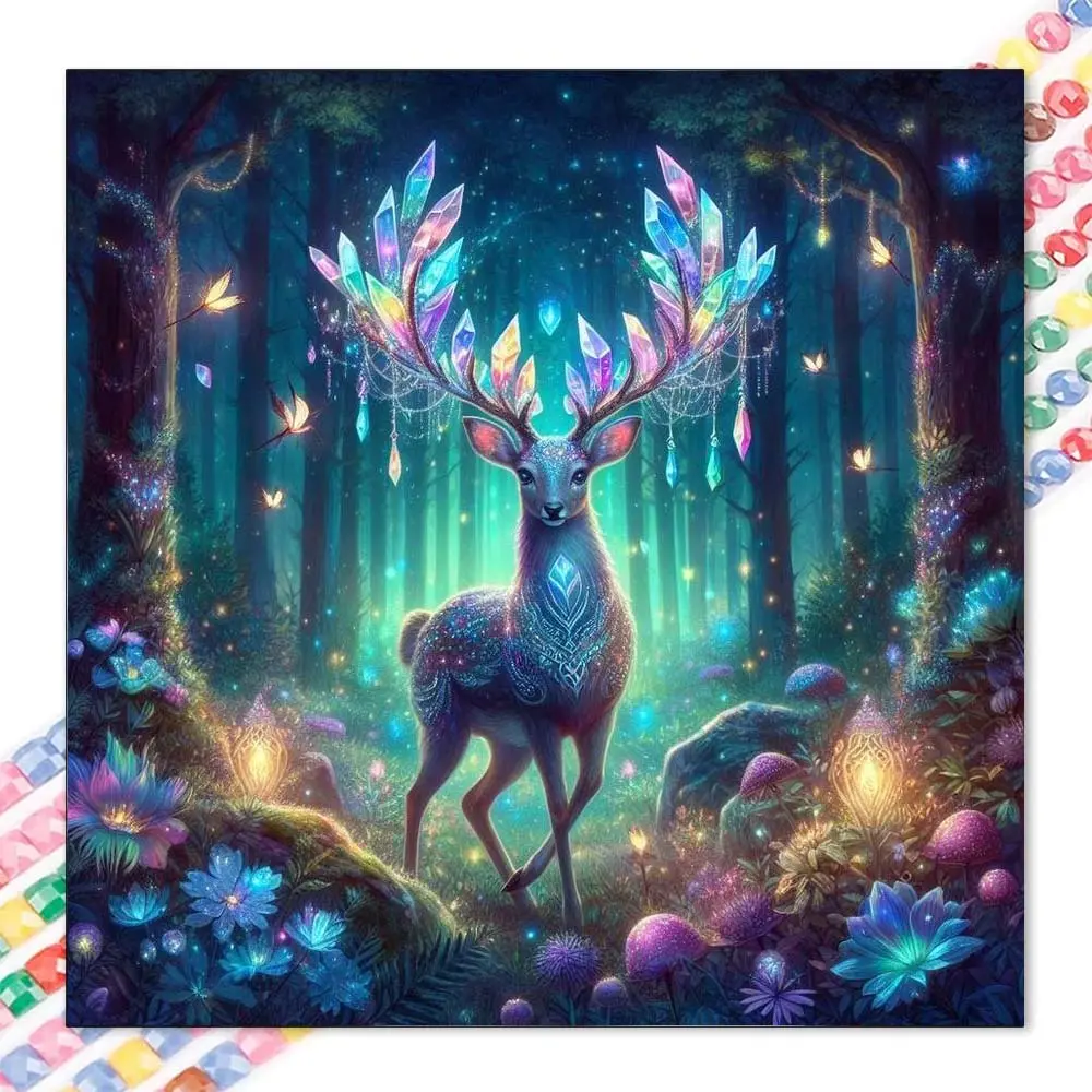 1 set of DIY diamond painting kit, 5D diamond art set, DIY decoration dreamy, crystal, deer. Mosaic, diamond art, DIY art home decoration, suitable for Christmas.