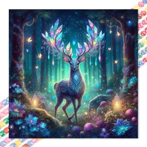 1 set of DIY diamond painting kit, 5D diamond art set, DIY decoration dreamy, crystal, deer. Mosaic, diamond art, DIY art home decoration, suitable for Christmas.