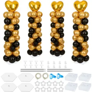 4 Sets Balloon Column Stand Kit, 7FT Balloon with Weighted Base Bags Reusable, Decoration for Wedding, Birthday, Graduation, Baby Shower