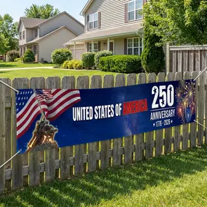 USA 250th Anniversary Fence Banner 1776 2026 Patriotic Outdoor Flag Decoration, American Flag Fireworks Banner, Independence Day Yard Decor, United States Celebration Patriotic Fence Decoration