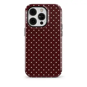 [FLASH SALE]  Brown Polka Dot Phone Case Magsafe – Cute Minimal Aesthetic Protective Cover, Slim Shockproof .Burgundy Polka Dot iPhonecase .Magnetic Shockproof Matte iPhone Case