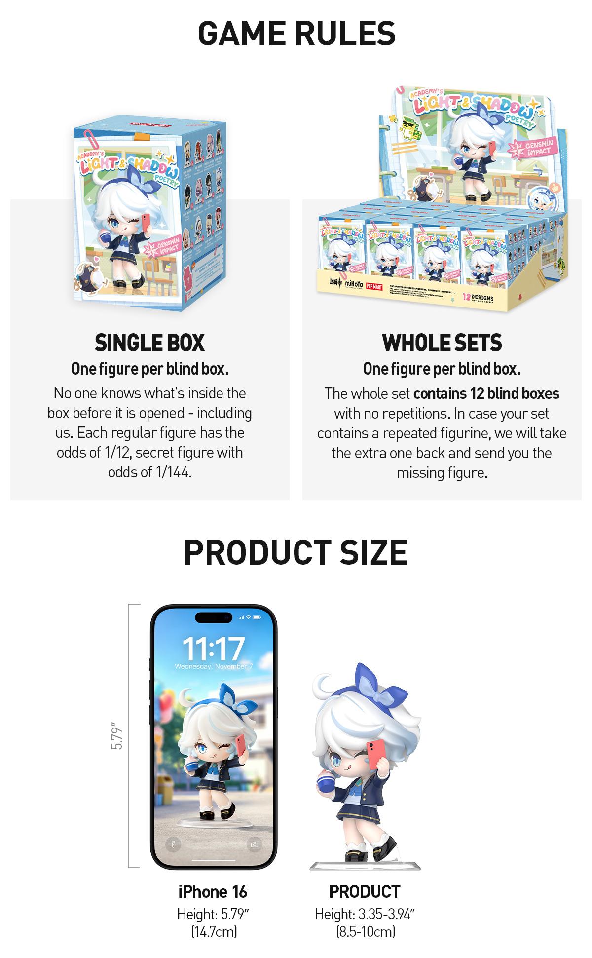 [POP NOW] POP MART Genshin Impact Academy's Light and Shadow Poetry Chibi Series Figures Blind Box, teen boy gift -Whole Set  [Ship by Aug 26th ]
