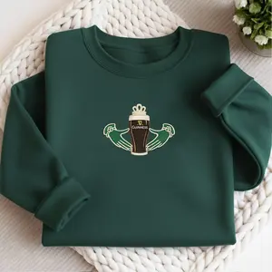 (Ship From US) Embroidered St Patrick's Day Guinness Claddagh Sweatshirt, Saint Patrick T-shirt Shamrock Bar Crawl Outfit