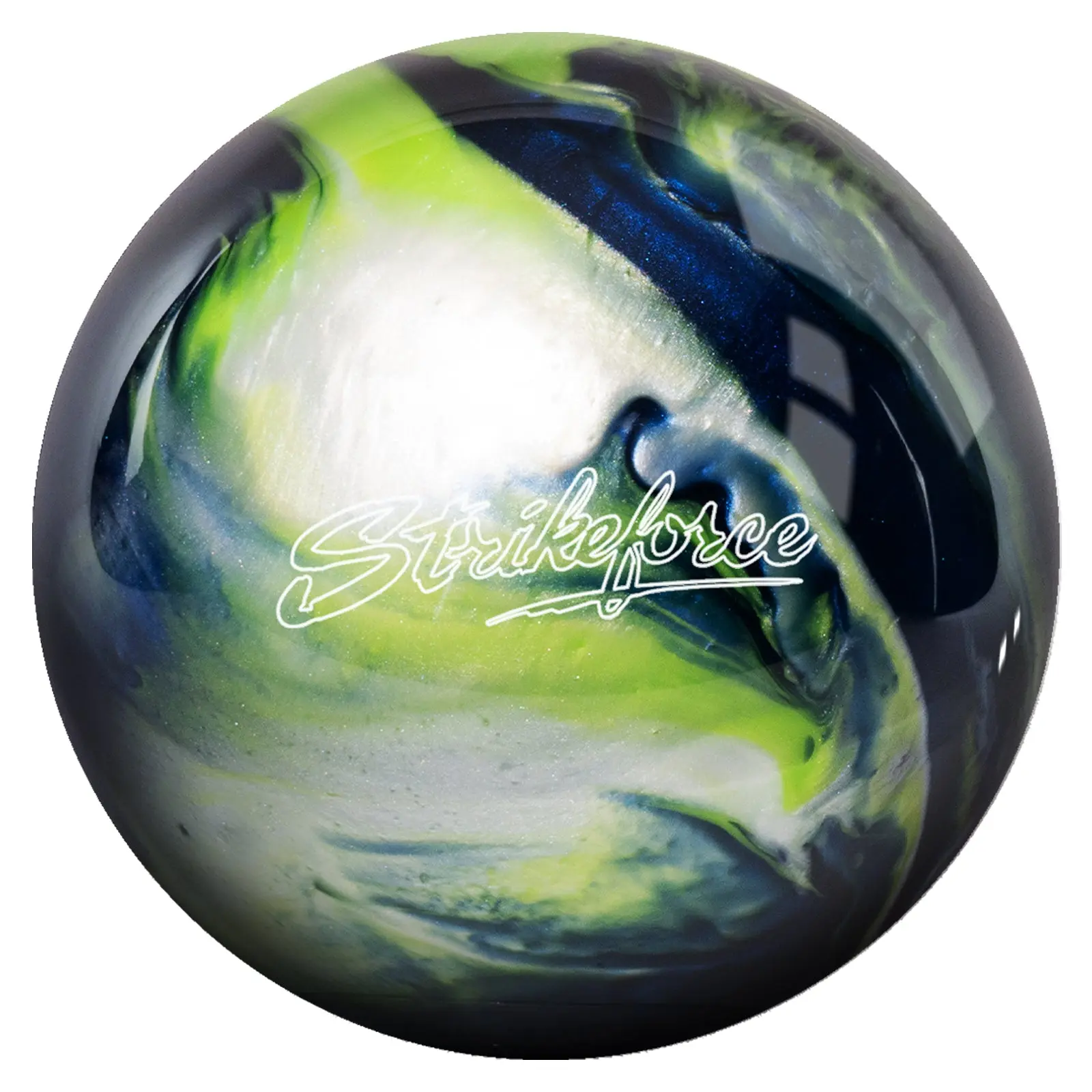 KR Strikeforce Polyester Bowling Ball - Blue/Green/Silver