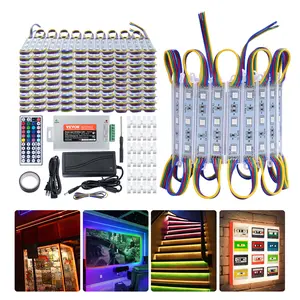 VEVOR 200PCS LED Storefront Lights, 103 ft, LED Module Lights, 5050 SMD 3-LED RGB Color Changing Window Lights with Remote Control for Business Store Window Advertising Letter Signs, IP68 Waterproof so ket