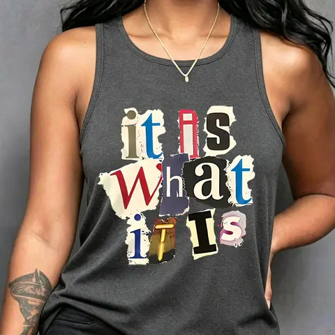 Women's Casual Fit Versatile Sleeveless Round Neck Vest, Graphic Print, Comfortable Soft Fabric, Summer Outerwear Inner Layer, Daily Wear Tops Womenswear Printed Sleeveless Tank Tops
