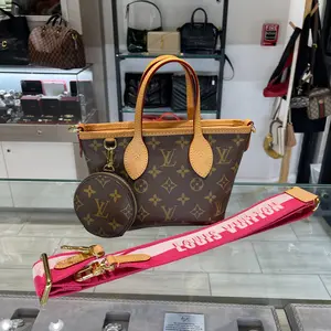 Pre-owned Louis Vuitton Monogram canvas Mini Bags Neverfull BB Mini Bag Peony Pink Lining Gold Hardware Double Handles Adjustable Strap