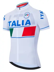 Italia Summer Cycling Jersey Short Sleeve, Men's Outdoor Bike Shirt, Road Bike Riding Top, Quick-Dry Bicycle Clothing
