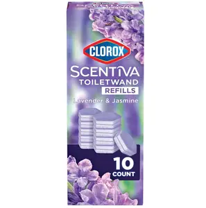 CLOROX Scentiva ToiletWand Toilet Cleaner Refills, Toilet brush, Lavender and Jasmine, 10 Count