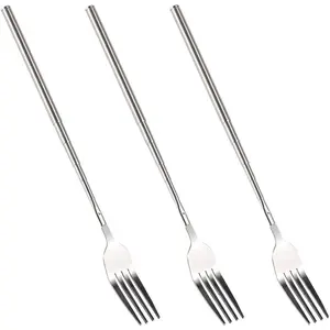 Telescopic Fork, 3 count Stainless Steel Extendable Long Handle BBQ Dinner Fruit Dessert Fork, Sturdy and Durable 8.7-25.4inch