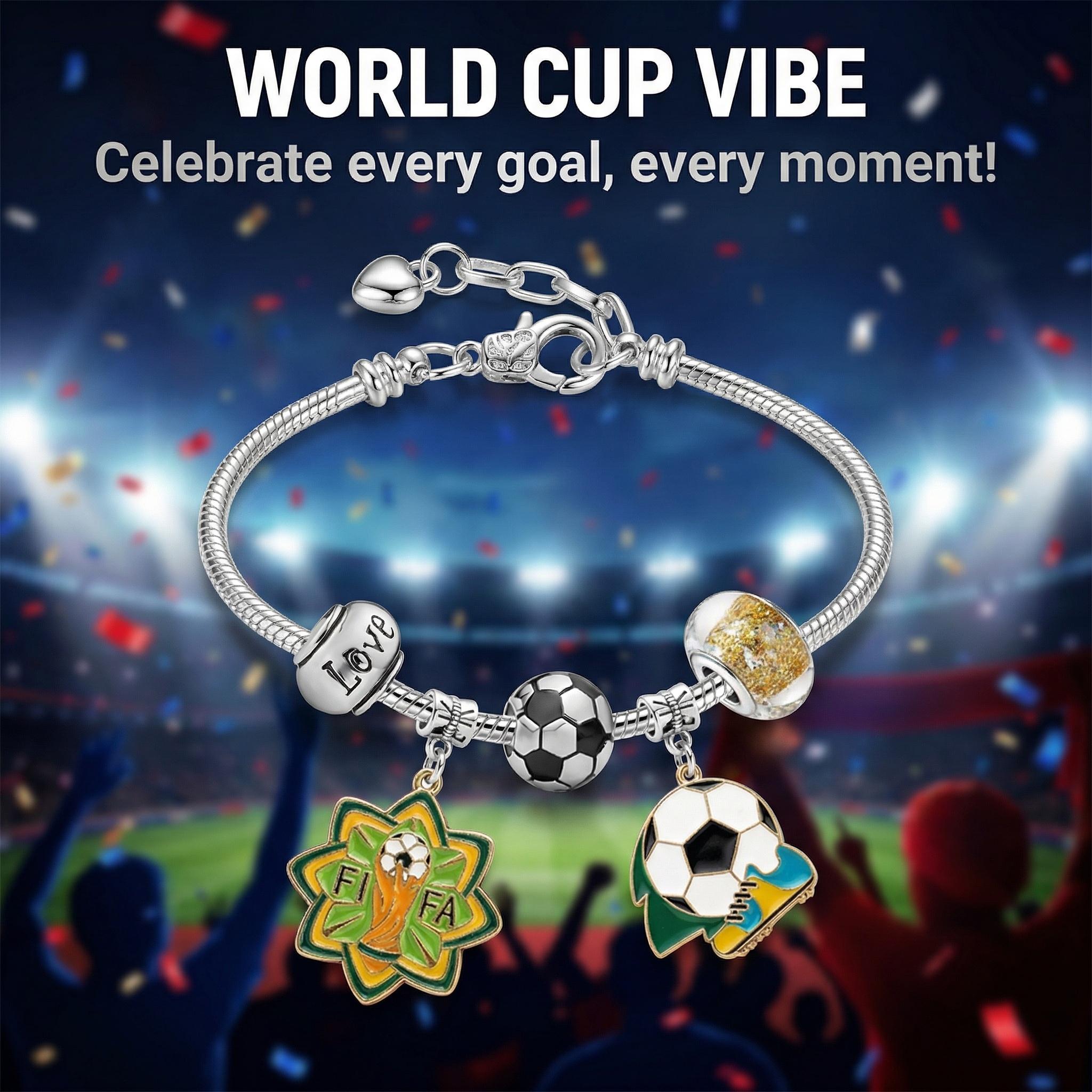 2026 World Cup Soccer Bracelet Unisex Adjustable Lightweight Alloy Gift for Fans World Cup Inspired Design Comfortable All-Day Wear