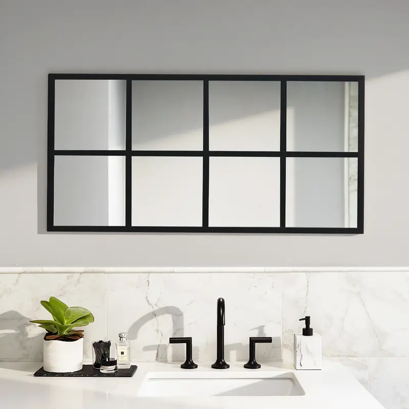 Sweetcrispy Rectangle Aluminum Alloy Frame Wall-Mounted Vanity Mirror - HD Reflective, Distortion-Free, Shatterproof, Durable, Safe Design, Easy Installation, Hardware Included, Clearer Self-View, for Bathroom, Home Gym Home Decor