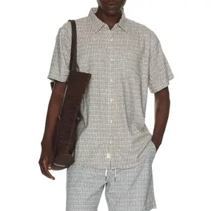 Marine Layer Classic Stretch Selvage Shirt in Green Matchstick Print