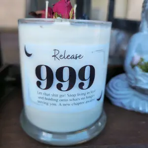 999 "Release" Angel Number Candle Crystals spiritual witchy manifestation intention astrology numerology