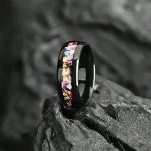 Unique Fashion Galactic Nebula Space Tungsten Ring, Engagement/Wedding/Promise Ring for Him/Her, Ideal Valentine’s Day Gift