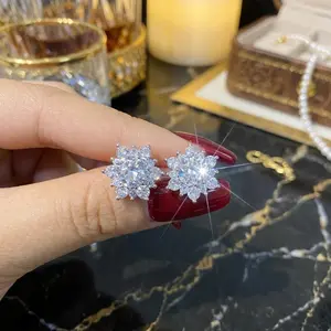 2026 Trend Artisanal Snowflake Stud Earrings - Moissanite/Zircon Dual Versions, Soft Needle & Regular Box, Unisex Artificial Gemstone Costume Jewelry