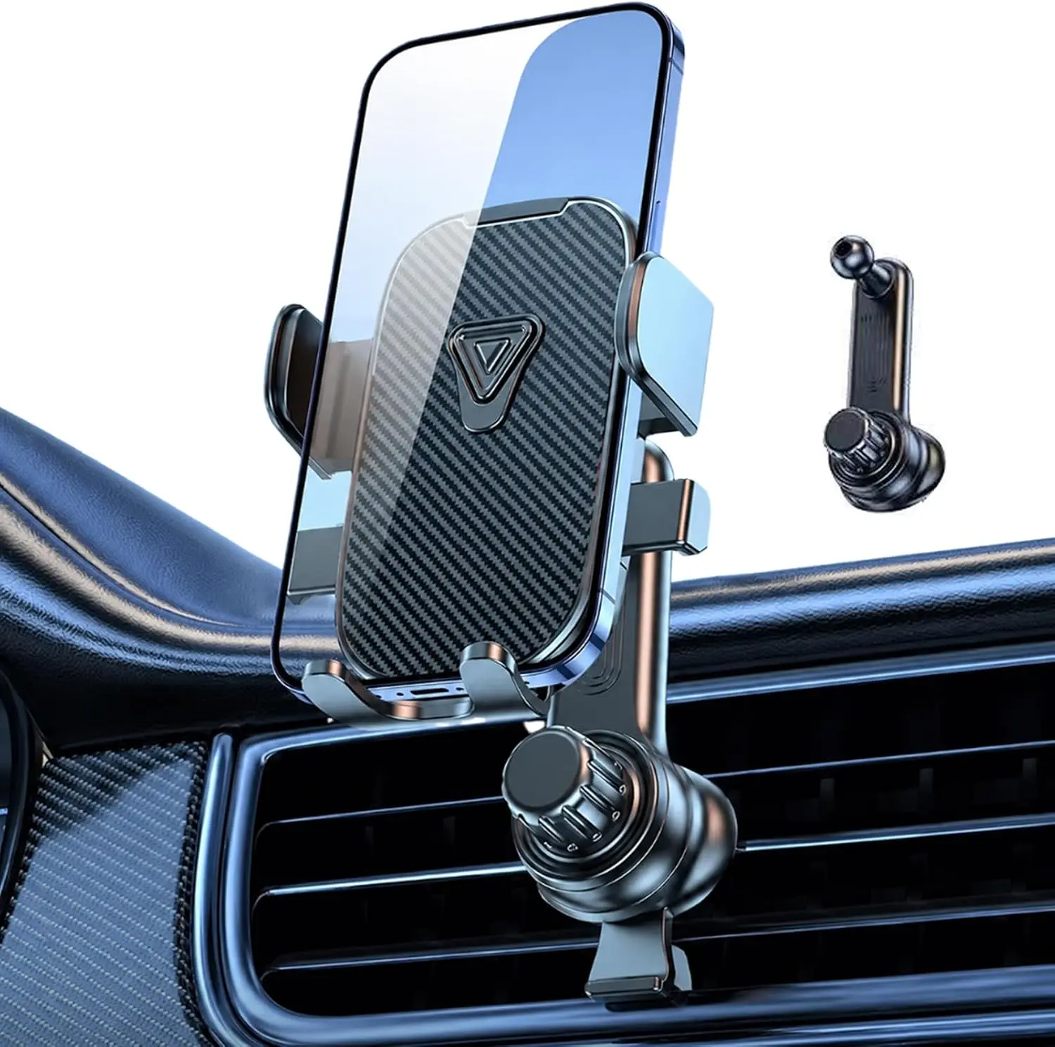 Car phone holder vent,car vent phone mount,360° adjtable phone holders for your car,car vent phone holder,air vent car phone holder mount for car compatible with iPhone,all 4–7” phones(carbon fiber)