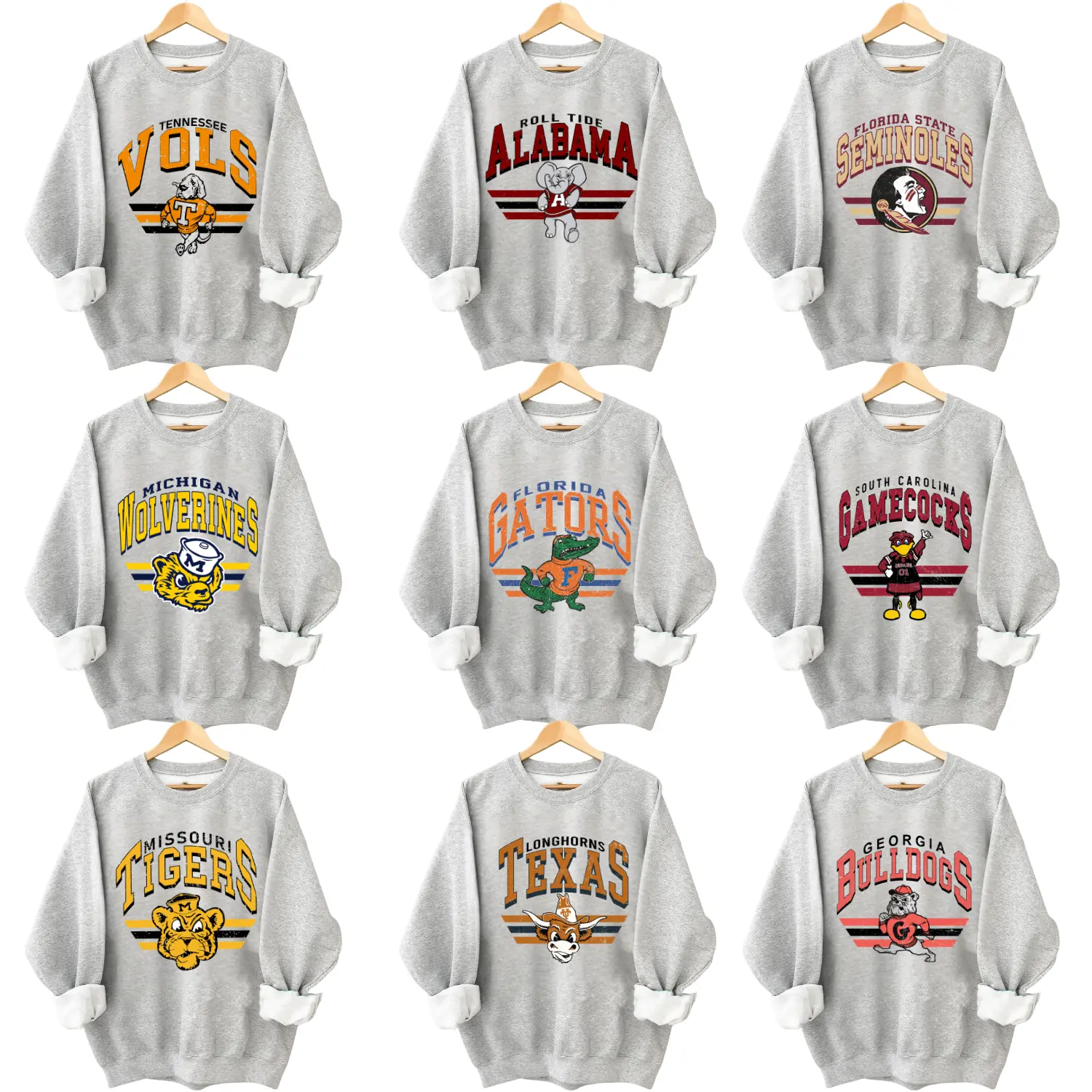 Retro College Football Mascot Sweatshirt – Top Cotton Full Size - Unisex Throwback Sports Shirt - Menswear Womenswear - Gift For Fans
