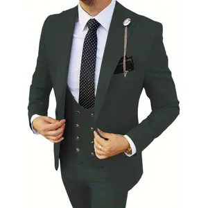 3pcs Slim Fit Suits, Double Breasted Blazer Vest and Pants, Multicolor, Prom Suits for Men Menswear Polyester