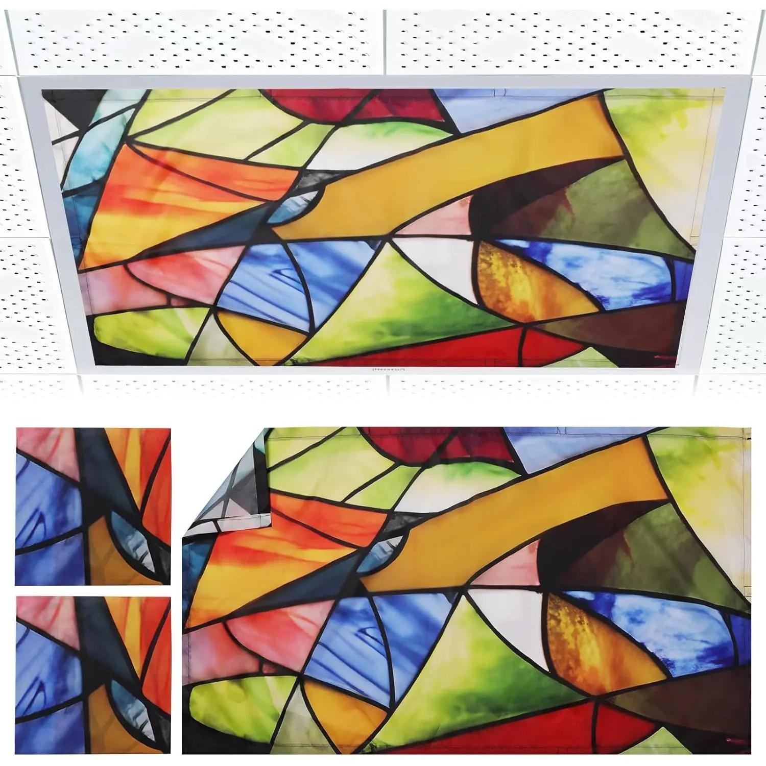 2 count Fluorescent Light Covers - Light Covers for Ceiling Lights Classroom,  Light Filters for Office, Hospitals,  4 x 2  (color art)
