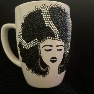 Wine Glasses - Decorative White Mug with Unique Black Bead Design for Wine Drinking - Drinkware