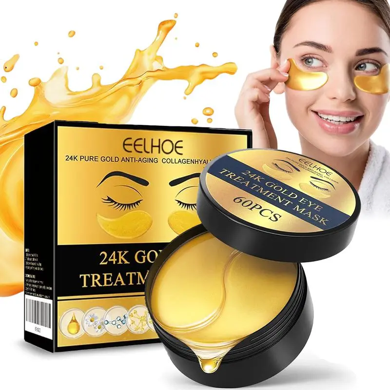 Infused with 24K Pure Gold, Collagen & Hyaluronic Acid Eye Treatment Patches – Deep Nourishing Anti-Wrinkle Under Eye Masks for Puffy Eyes & Eyebags, Moisturizing Eye Stickers, Daily Anti-Aging Eye Care Set for All Genders