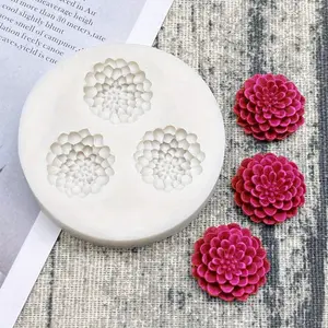 1pc Dahlia Handmade Silicone Molds, Fondant Cake Decoration Molds, Chocolate Molds, Scented Candle Molds Fondant Decorating Tools, Handicraft