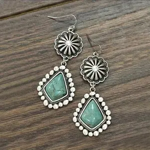 Vintage Bohemian Turquoise Teardrop Earring Birthday Holiday Gift