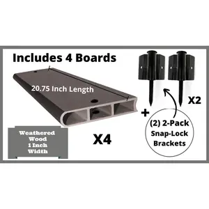 Weathered Wood 2' Snap-Lock Ready 1" Profile Composite Straight Boards w/ Bracket Packs (4 Board Pack)
