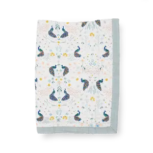 Cotton Muslin Baby Quilt - Peacock