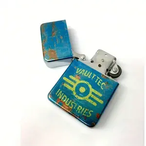 Fallout Themed Lighter - Sheller Tech ( No Fuel Included ) happy halloween gift staff surprise christmas fun Blue Steel Wheel Stainless boyfriend gifts