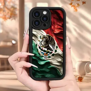 Mexican Flag Eagle & Snake Emblem Patriotic Personalized-Themed Phone Case, Protective Phone Case, Accessories, Suitable for iPhone 17/16/15/14/13/12/11 Pro, Plus, Pro Max, Mini, X, XS, XR, Shockproof, Lightweight, TPU Material