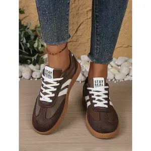 Women's Spring Autumn New Style PU Textile Sneakers, Retro Fashion Breathable Comfort Casual Shoes, Thick Sole Anti-Slip Lightweight, Breathable Sports Sneakers(Sheets)