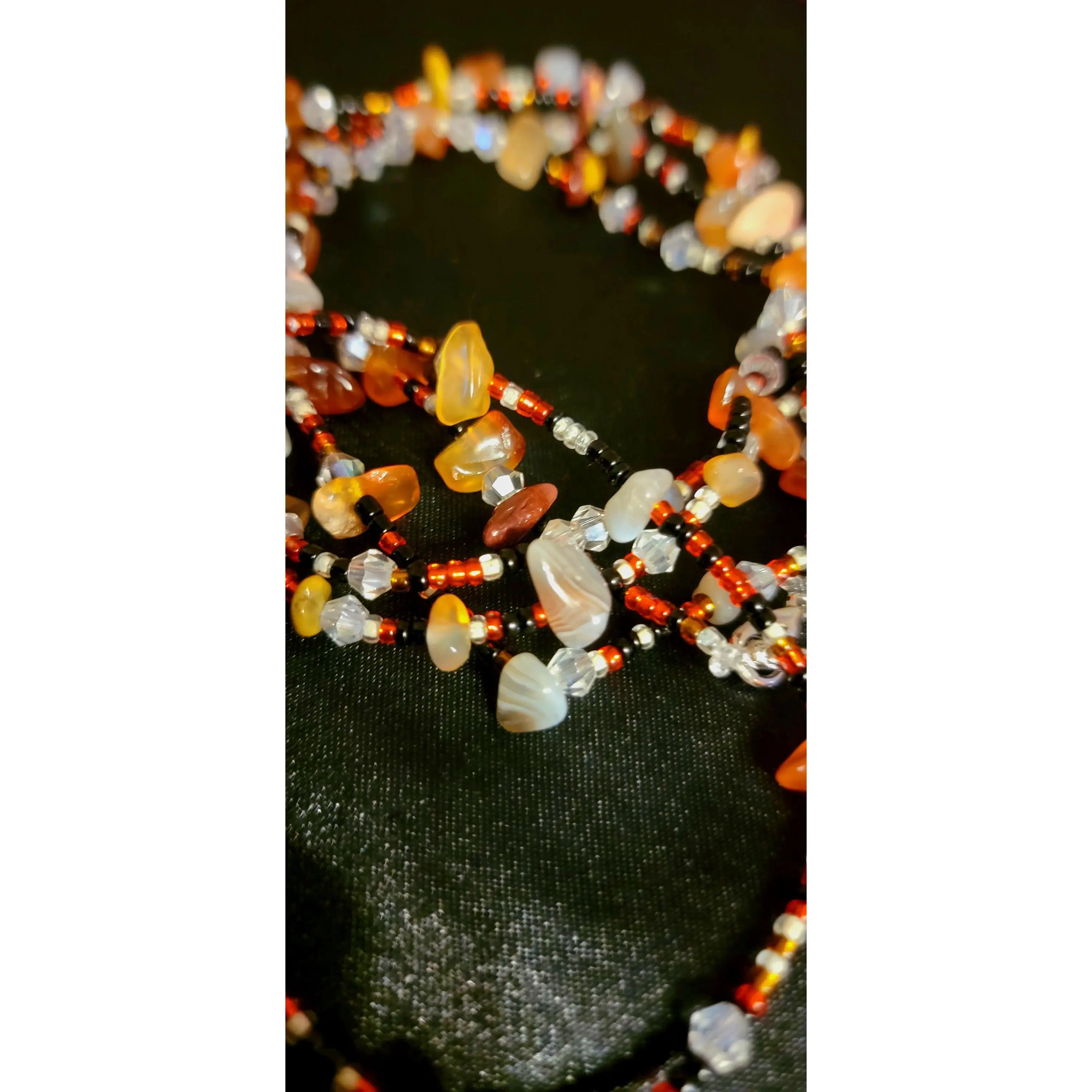 Waist Beads - Handmade Red White Amethyst Carnelian Beads for Women