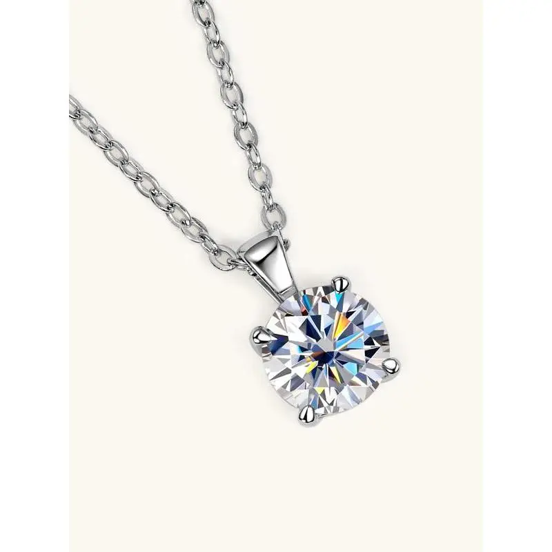 S925 Sterling Silver 1 Carat Luxury Artificial Diamond Necklace, Exquisite Trendy Pendant, Fashion Jewelry Accessories for Women, Elegant All-match Fashion Accessories for Daily Wear S925 Sterling Silver 1 Carat Luxury Artificial Diamond Necklace, Exquisite Trendy Pendant, Fashion Jewelry Accessories for Women, Elegant All-match Fashion Accessories for Daily Wear