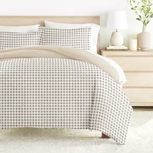 Gingham Check Pattern 3-Piece Reversible Duvet Cover Set Gingham Check Pattern 3-Piece Reversible Duvet Cover Set