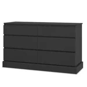 51.5 Inches Wide Dresser with 6 Drawers Black