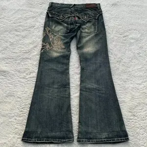 Y2gHarajukuVintageAmericanJeansMenGothicHip-HopStreetCasualLooseBlueJeansNewFashionAll-MatchFlaredJeans