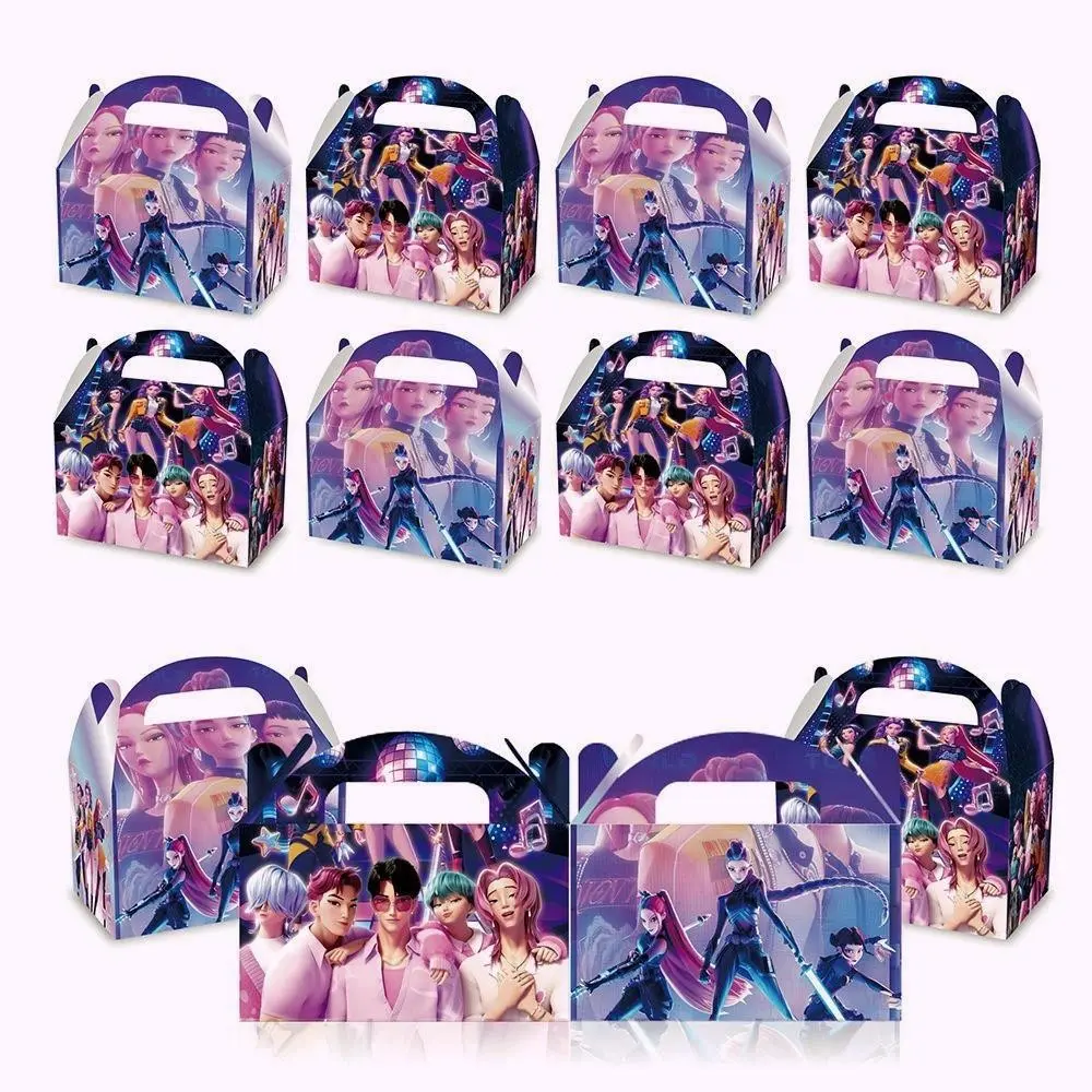 Devil hunter Movie-themed cardboard gift bags, 12-pack - 2 designs (6 of each), fun and interesting patterns, perfect for kids, party stuffing, birthday supplies and decorative gifts., 12-Pieces, Two-Sided
