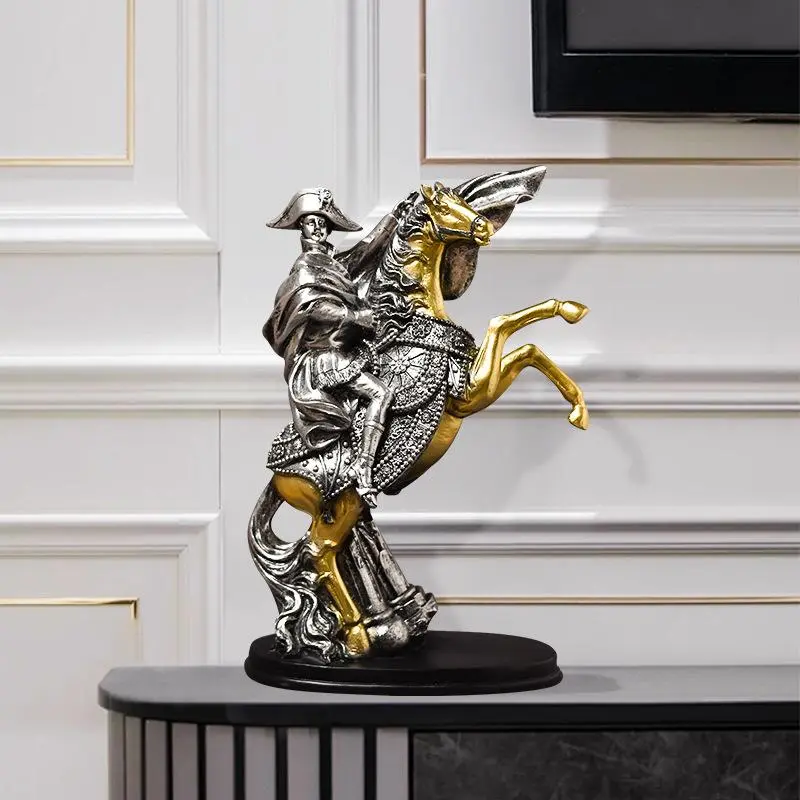 European figure Napoleon Knight Sculpture, home living room decoration, office bookcase, resin handicrafts and ornaments