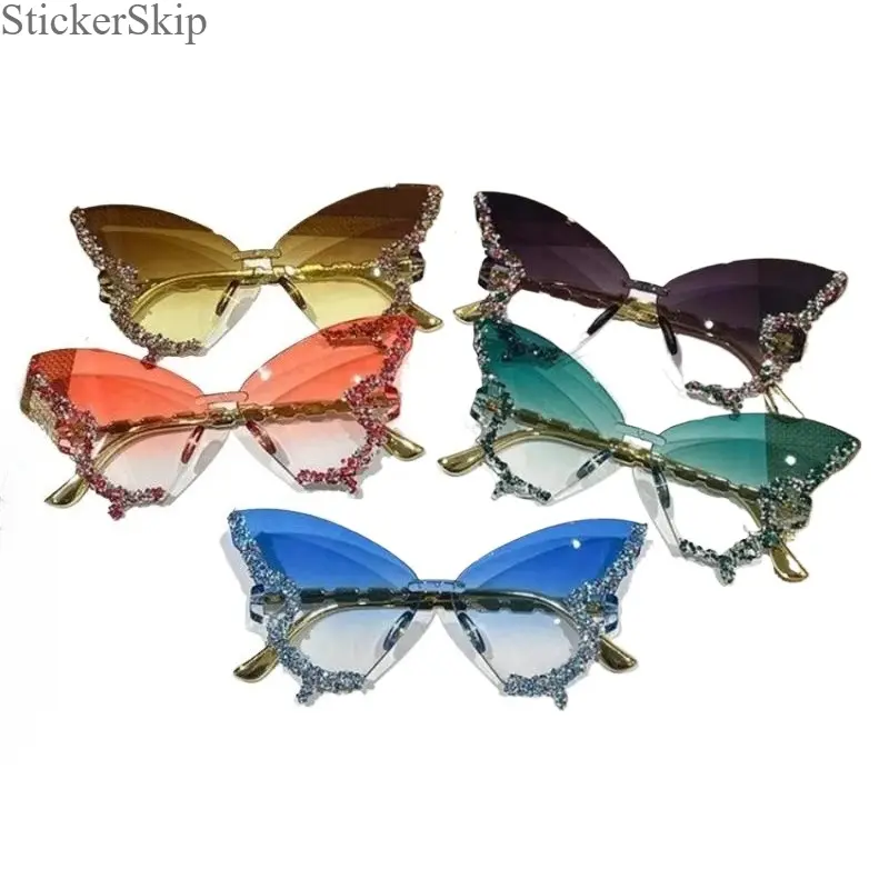2026 NEW Butterfly Rhinestone Sunglasses – Trendy Aesthetic Y2K Party Glasses with Gradient Lenses, Lightweight Statement Fashion Eyewear for Festival, Rave, Summer Outfits & Photo Looks