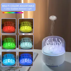 Humidifier for Bedroom Essential Oil Diffuser with Jellyfish Spray & Sea Anemone Rotation 280ml Aromatherapy Machine 7-Color LED Night Light Quiet Mist Remote Control Multi-Color Adjustable large fog colorful