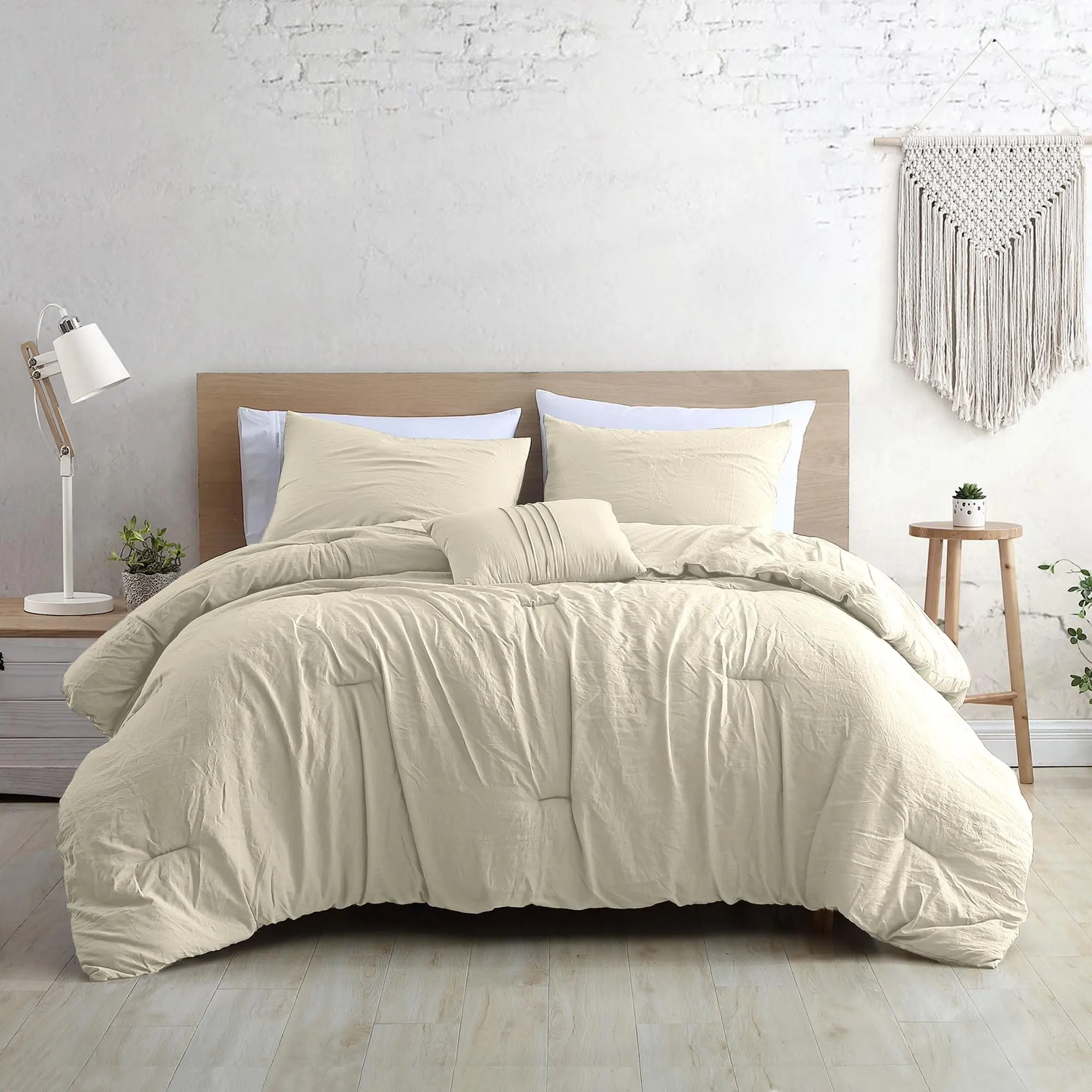 Modern Threads Beck  4-Piece Garment-Washed Comforter Set, Coconut, King