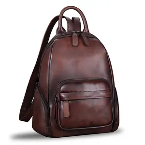 Genuine Leather Backpack for Women Vintage Real Leather Knapsack purse Satchel Rucksack Fashion Daypack Bag