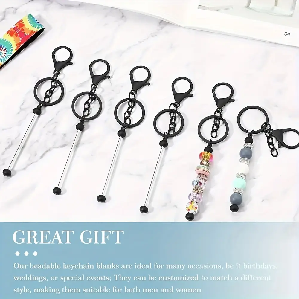24pcs DIY Beaded Keychains - Blank Alloy Metal Blank Base Beads Accessories, Stringing Knots for Crafts, Jewelry Making Supplies, Christmas Gift
