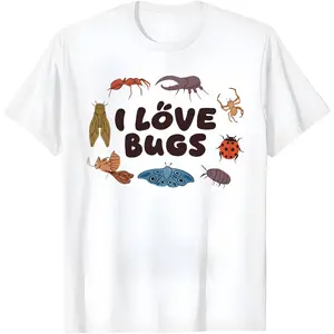 I Love Bugs Insect Lover Shirt S~5XL Oversize Unisex Washed T-Shirt for Women and Men's Unisex Fit Batik Oversize Streetwear Menswear Super Soft Pre-Shrunk,t shirts for men,white tee,funny t shirt,graphic t shirts,men's t shirts,good graphic tees,funny