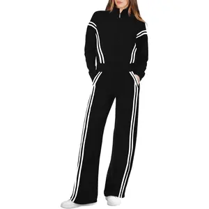 XIEERDUO Lounge Sets for Women 2025 Sweatsuit 2 Piece Outfits Sweatshirt Wide Leg Sweatpant Tracksuit Matching Set